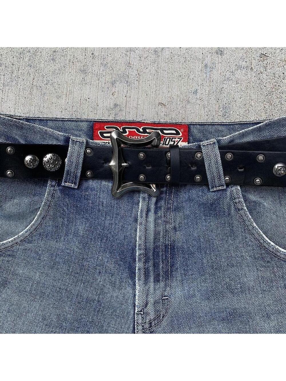 Y2k Cyber Grunge style Black Gothic Belt. Cool grunge style nice square belt